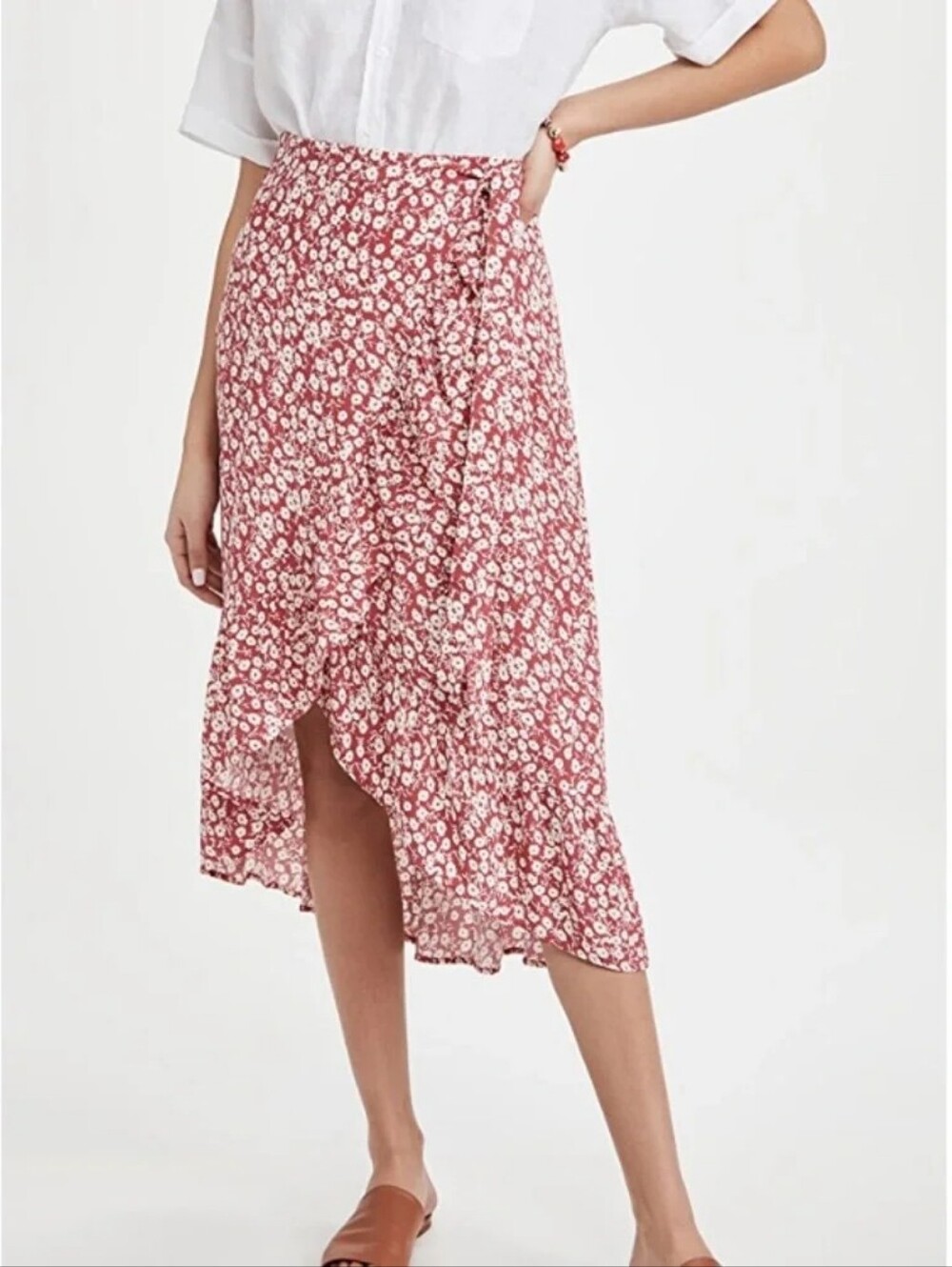 Rails Red Floral Tiered Maxi Skirt